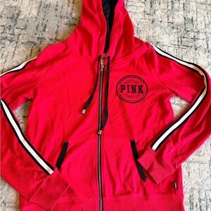 Victoria’s Secret PINK Red Zip-Up Hoodie – Size Medium